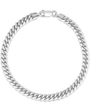 Italian Silver Miami Cuban Bracelet - Metallic