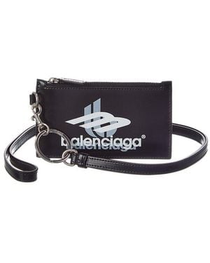 Balenciaga Cash Leather Card Case On Keyring - White