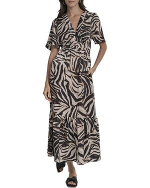 DKNY V-Neck Maxi Dress - White