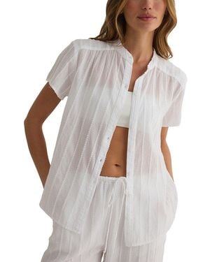 Bella Dahl Short Sleeve Shirred Top - Grey