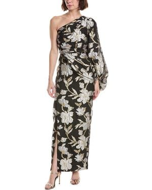 MILLY Cher Floral Jacquard One-Shoulder Dress - Black