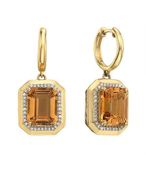 Effy Fine Jewelry 14K 6.58 Ct. Tw. Diamond & Citrine Earrings - Metallic