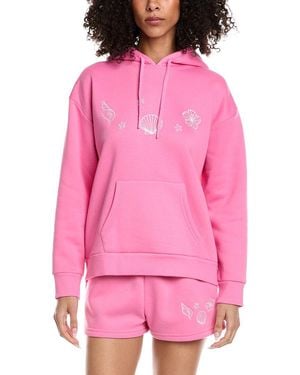 Vintage Havana Ultra Fleece All Over Embroidered Hoodie - Pink