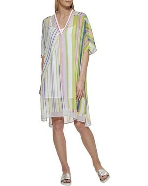DKNY Printed V-Neck Dress - Multicolour