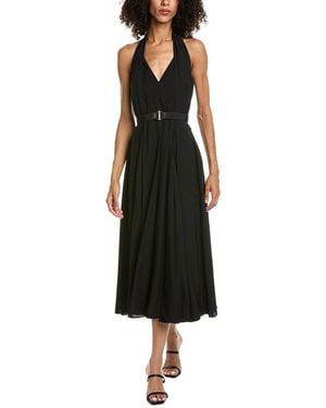 Prada Belted Crepe Midi Dress - Black