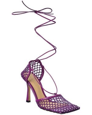 Bottega Veneta Stretch Leather Ankle Wrap Sandal - Purple