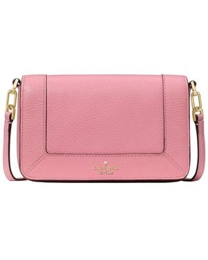 Kate Spade Lena Mini Pebbled Leather Flap Crossbody - Pink