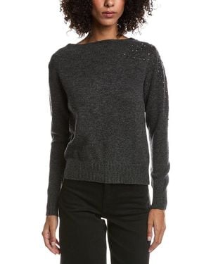 Forte Crystal Cluster Off Shoulder Wool & Cashmere-Blend Jumper - Black