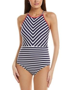 Tommy Bahama Breton Stripe High-Neck One-Piece - Blue