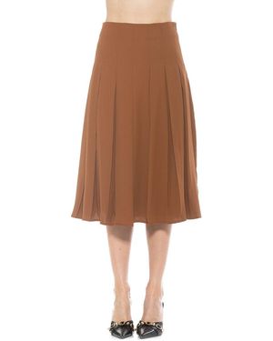 Alexia Admor Shilo Midi-Length Pleated Skirt - Brown