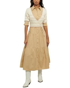 10 Crosby Derek Lam Tami Mixed Media Cardigan Shirt - Natural