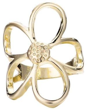 Adornia Plated Cz Flower Outline Ring - Metallic
