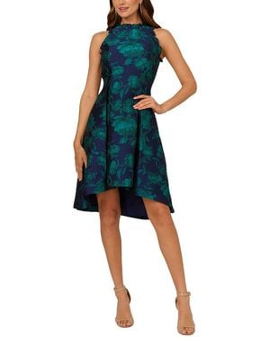 Adrianna Papell Printed Jacquard Midi Dress - Blue