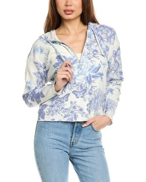 Chaser Brand Semi Cropped Zip Front Hoodie - Blue
