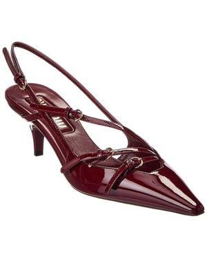 Miu Miu Logo Patent Slingback Pump - Red
