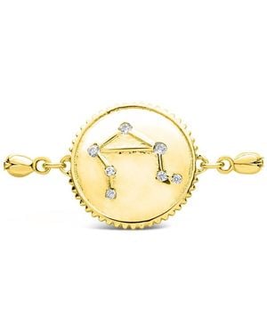Sterling Forever 14k Over Silver Cz Libra Disc Bolo Bracelet - Metallic