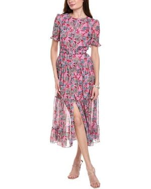 Saloni Silk Shirtdress - Red