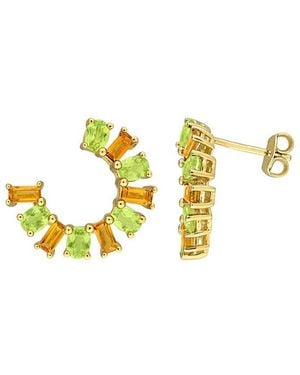 Rina Limor 3.00 Ct. Tw. Peridot, Citrine Curved Stud Earrings - Blue