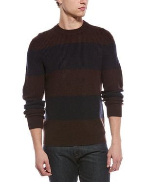 Vince Shaker Stripe Wool & Cashmere-Blend Crewneck Jumper - Black