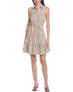 Maison Tara Seersucker Yarn Dye Stripe Shirtdress - Natural