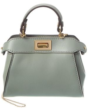 Fendi Nano Peekaboo Leather Clutch - Green