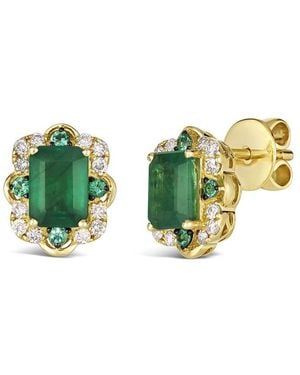 Le Vian 14K 1.78 Ct. Tw. Diamond & Emerald Stud Earrings - Green