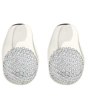 Sterling Forever Cz Wesley Statement Huggie Hoop Earrings - White
