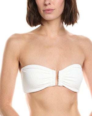 MILLY Solid Texture Bandeau Top - White