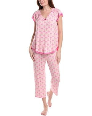 Ellen Tracy 2Pc Cropped Pyjama Set - Pink