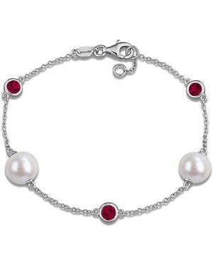 Rina Limor 0.87 Ct. Tw. Gemstone & 8.5-9Mm Pearl Bracelet - Metallic