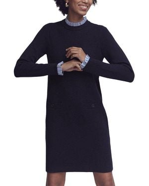 Boden Woven Trim Knit Wool-Blend Dress - Blue