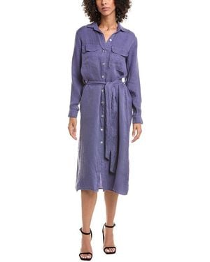 Bella Dahl Patch Pocket Midi Shirt Dress - Blue
