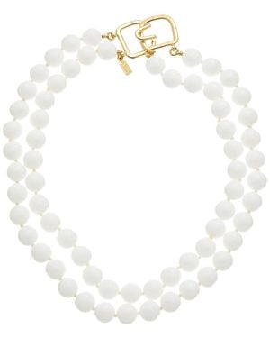 Kenneth Jay Lane Plated Multi Row Necklace - White