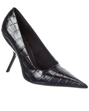 Ferragamo Eva X5 Croc-Embossed Leather Pump - Blue