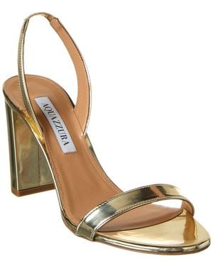 Aquazzura So Nude Block 85 Leather Slingback Sandal - Metallic