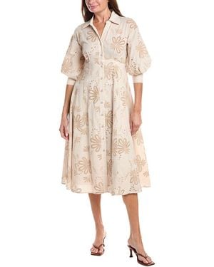 Gracia Embroidered Eyelet Shirtdress - Natural
