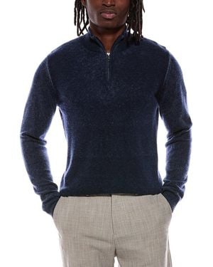 Autumn Cashmere Inked 100% Cashmere 1/4-Zip Mock Neck Jumper - Blue