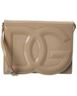 Dolce & Gabbana Logo Patent Shoulder Bag - Brown