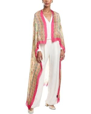 Etro Logo Silk-Blend Shawl - White