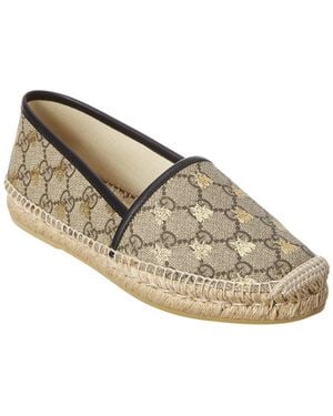 Gucci Bees Gg Supreme Canvas Espadrille - Natural