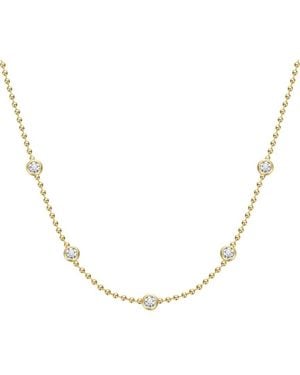 Rachel Glauber 14K Plated Cz Station Necklace - Metallic