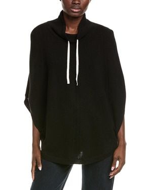 Hannah Rose Arrowhead Cable Cashmere Poncho - Black