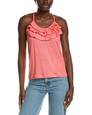 Chaser Brand Strappy Ruffle Linen-Blend Cami - Red