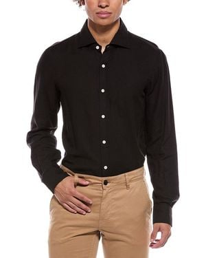 Isaia Mix Cashmere-Blend Sport Shirt - Black