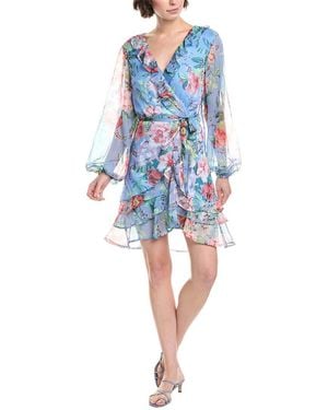 Bardot Triple Frill Mini Dress - Blue