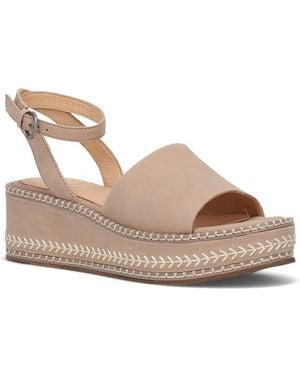 Frye Joy Ankle Strap Leather Wedge Sandal - Gray