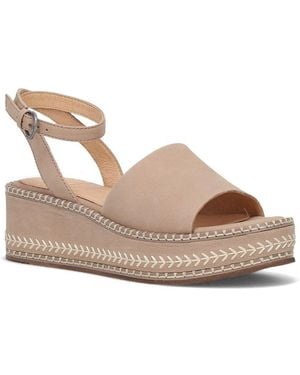 Frye Joy Ankle Strap Leather Wedge Sandal - Natural