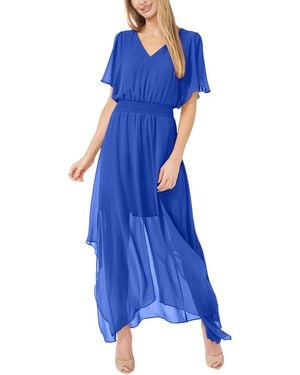 Cece Smocked Waist Flutter Sleeve Maxi Dress - Blue