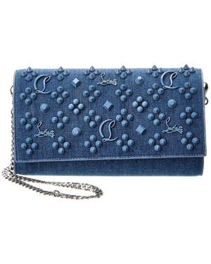 Christian Louboutin Paloma Denim Wallet On Chain - Blue