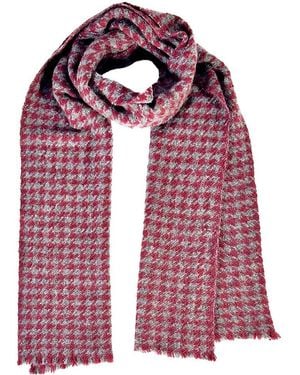 Blue Pacific Houndstooth Cashmere-Blend Scarf - Purple